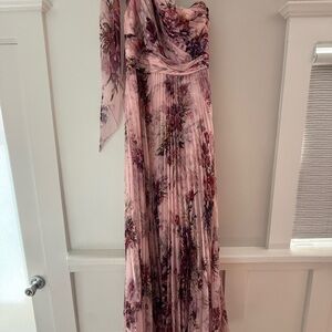 Marchesa Notte One-shoulder Floral-print Chiffon Gown